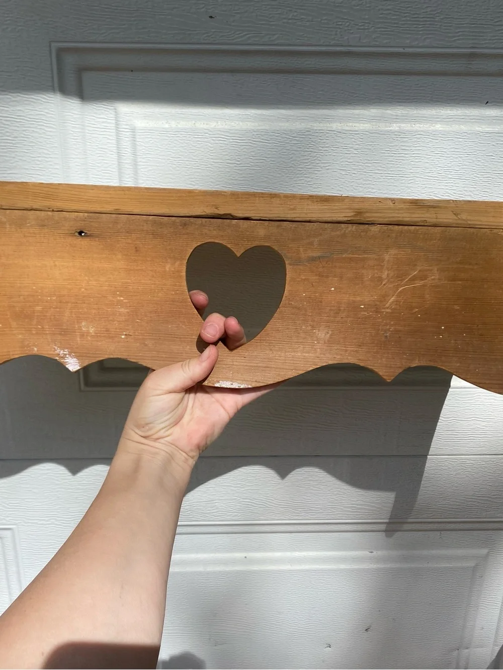Handmade Wooden Heart Wall Shelf w/ Peg Hooks